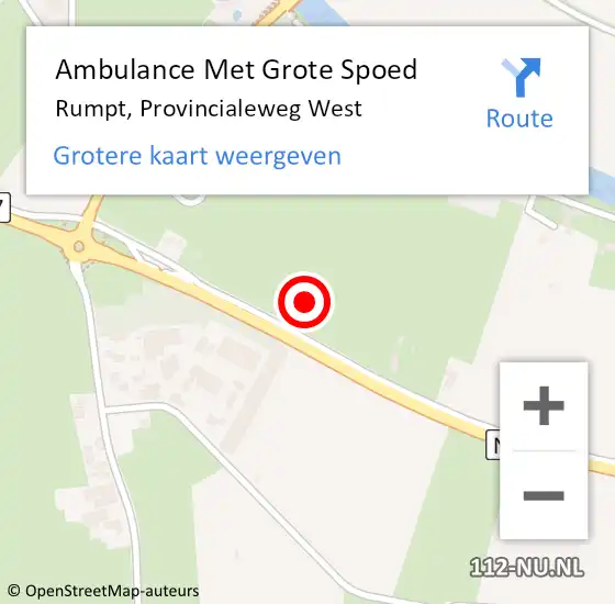 Locatie op kaart van de 112 melding: Ambulance Met Grote Spoed Naar Rumpt, Provincialeweg West op 27 oktober 2021 14:31