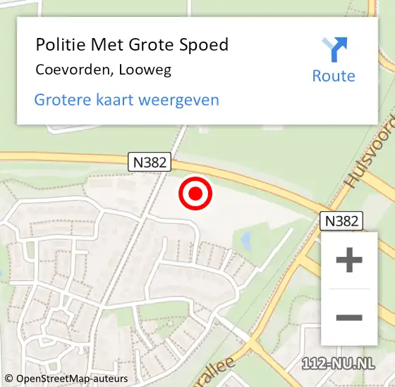 Locatie op kaart van de 112 melding: Politie Met Grote Spoed Naar Coevorden, Looweg op 27 oktober 2021 15:01