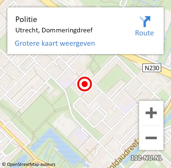 Locatie op kaart van de 112 melding: Politie Utrecht, Dommeringdreef op 27 oktober 2021 23:16