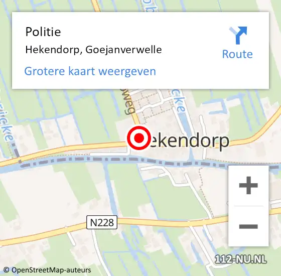 Locatie op kaart van de 112 melding: Politie Hekendorp, Goejanverwelle op 28 oktober 2021 07:30