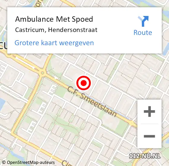 Locatie op kaart van de 112 melding: Ambulance Met Spoed Naar Castricum, Hendersonstraat op 28 oktober 2021 09:09