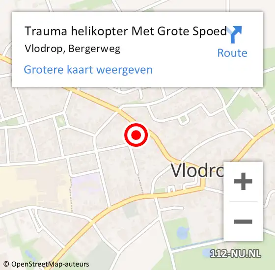 Locatie op kaart van de 112 melding: Trauma helikopter Met Grote Spoed Naar Vlodrop, Bergerweg op 28 oktober 2021 14:31