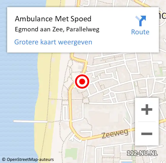 Locatie op kaart van de 112 melding: Ambulance Met Spoed Naar Egmond aan Zee, Parallelweg op 28 oktober 2021 15:31