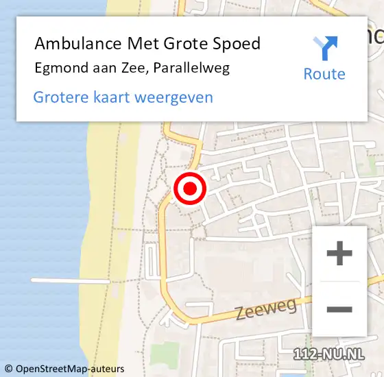 Locatie op kaart van de 112 melding: Ambulance Met Grote Spoed Naar Egmond aan Zee, Parallelweg op 28 oktober 2021 15:33