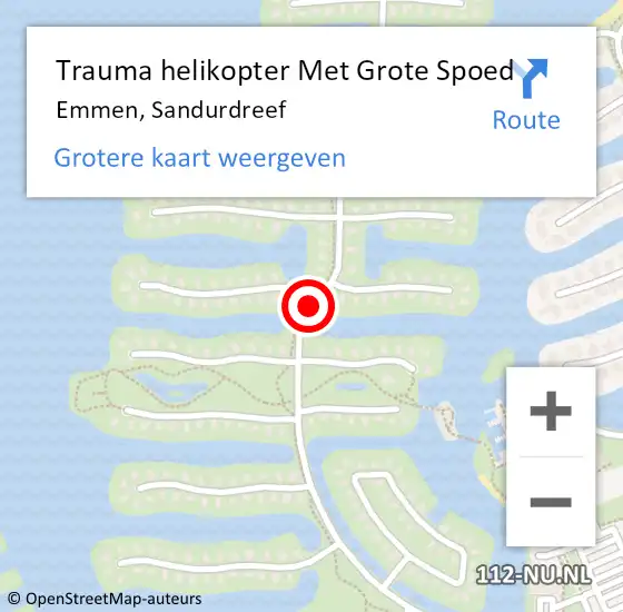 Locatie op kaart van de 112 melding: Trauma helikopter Met Grote Spoed Naar Emmen, Sandurdreef op 28 oktober 2021 16:00