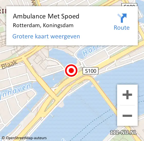 Locatie op kaart van de 112 melding: Ambulance Met Spoed Naar Rotterdam, Koningsdam op 28 oktober 2021 16:09