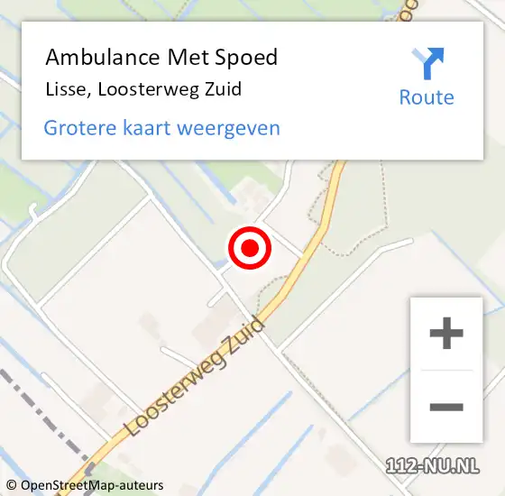 Locatie op kaart van de 112 melding: Ambulance Met Spoed Naar Lisse, Loosterweg Zuid op 29 oktober 2021 00:55