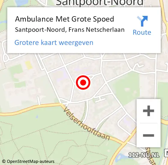 Locatie op kaart van de 112 melding: Ambulance Met Grote Spoed Naar Santpoort-Noord, Frans Netscherlaan op 29 oktober 2021 02:15