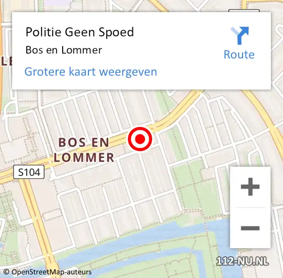 Locatie op kaart van de 112 melding: Politie Geen Spoed Naar Bos en Lommer op 29 oktober 2021 09:04