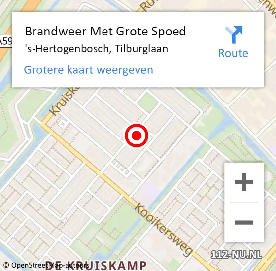 Locatie op kaart van de 112 melding: Brandweer Met Grote Spoed Naar 's-Hertogenbosch, Tilburglaan op 29 oktober 2021 12:28