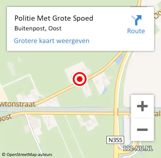 Locatie op kaart van de 112 melding: Politie Met Grote Spoed Naar Buitenpost, Oost op 29 oktober 2021 13:19