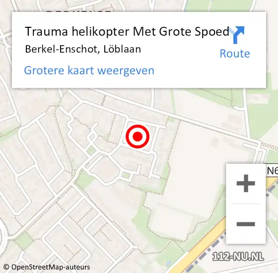 Locatie op kaart van de 112 melding: Trauma helikopter Met Grote Spoed Naar Berkel-Enschot, Löblaan op 29 oktober 2021 14:43
