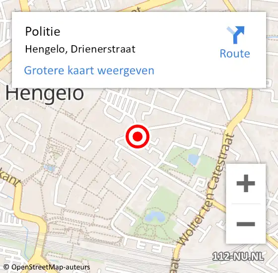 Locatie op kaart van de 112 melding: Politie Hengelo, Drienerstraat op 29 oktober 2021 16:15