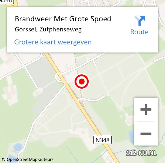 Locatie op kaart van de 112 melding: Brandweer Met Grote Spoed Naar Gorssel, Zutphenseweg op 29 oktober 2021 16:52