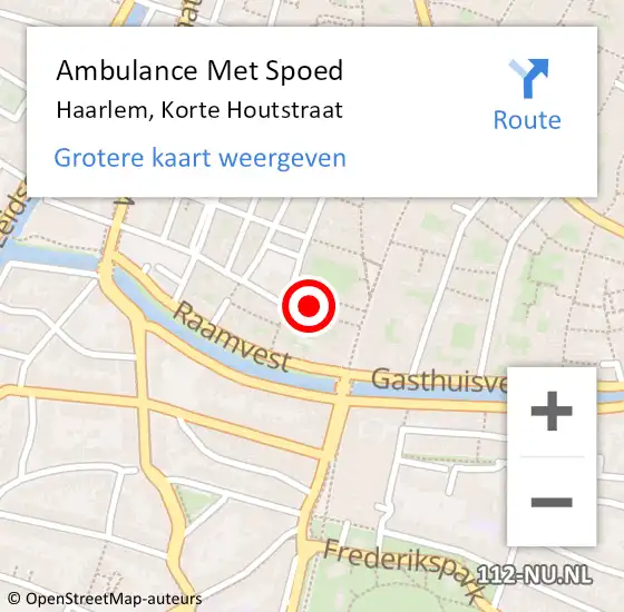 Locatie op kaart van de 112 melding: Ambulance Met Spoed Naar Haarlem, Korte Houtstraat op 29 oktober 2021 22:28