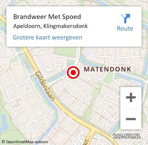 Locatie op kaart van de 112 melding: Brandweer Met Spoed Naar Apeldoorn, Klingmakersdonk op 29 oktober 2021 22:37