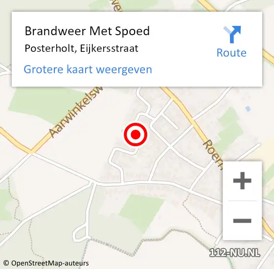 Locatie op kaart van de 112 melding: Brandweer Met Spoed Naar Posterholt, Eijkersstraat op 30 oktober 2021 00:05