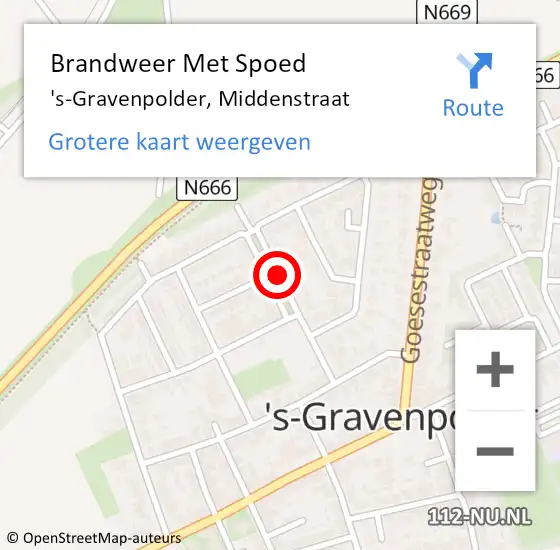 Locatie op kaart van de 112 melding: Brandweer Met Spoed Naar 's-Gravenpolder, Middenstraat op 30 oktober 2021 03:57