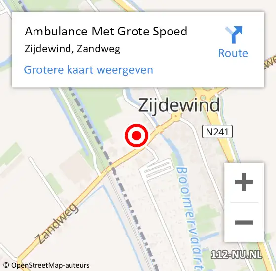 Locatie op kaart van de 112 melding: Ambulance Met Grote Spoed Naar Zijdewind, Zandweg op 30 oktober 2021 07:48