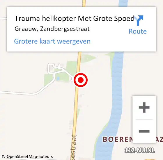 Locatie op kaart van de 112 melding: Trauma helikopter Met Grote Spoed Naar Graauw, Zandbergsestraat op 30 oktober 2021 09:20