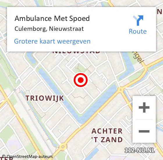 Locatie op kaart van de 112 melding: Ambulance Met Spoed Naar Culemborg, Nieuwstraat op 30 oktober 2021 10:27