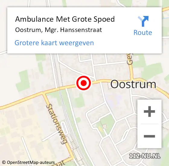 Locatie op kaart van de 112 melding: Ambulance Met Grote Spoed Naar Oostrum, Mgr. Hanssenstraat op 30 oktober 2021 13:15