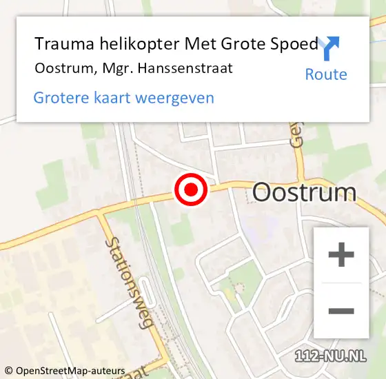 Locatie op kaart van de 112 melding: Trauma helikopter Met Grote Spoed Naar Oostrum, Mgr. Hanssenstraat op 30 oktober 2021 13:16