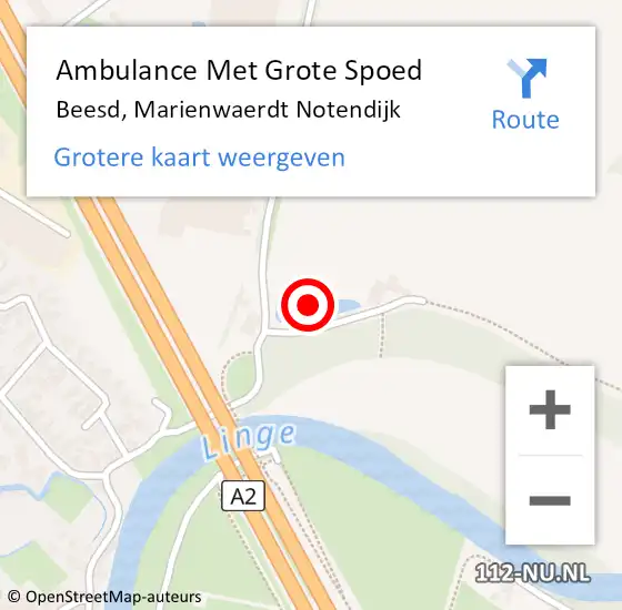 Locatie op kaart van de 112 melding: Ambulance Met Grote Spoed Naar Beesd, Marienwaerdt Notendijk op 30 oktober 2021 14:09