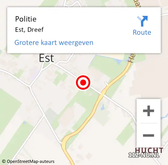 Locatie op kaart van de 112 melding: Politie Est, Dreef op 30 oktober 2021 14:12