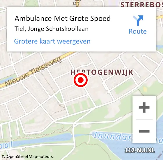 Locatie op kaart van de 112 melding: Ambulance Met Grote Spoed Naar Tiel, Jonge Schutskooilaan op 30 oktober 2021 14:45