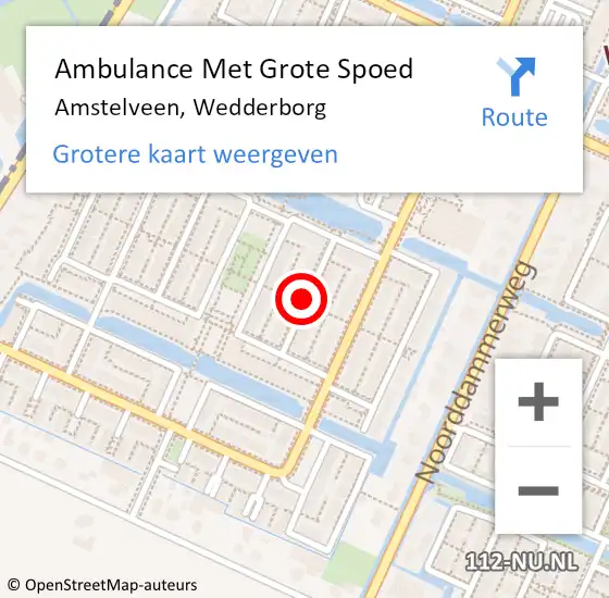 Locatie op kaart van de 112 melding: Ambulance Met Grote Spoed Naar Amstelveen, Wedderborg op 30 oktober 2021 15:13