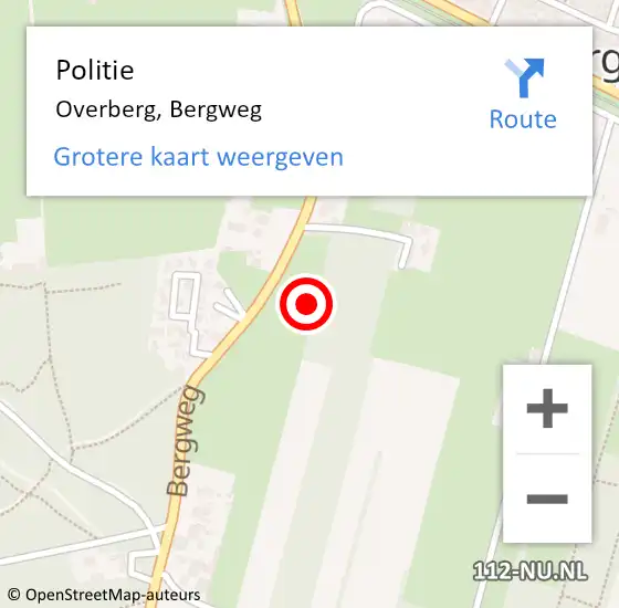 Locatie op kaart van de 112 melding: Politie Overberg, Bergweg op 30 oktober 2021 15:33