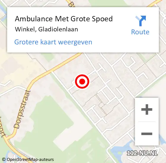 Locatie op kaart van de 112 melding: Ambulance Met Grote Spoed Naar Winkel, Gladiolenlaan op 30 oktober 2021 15:48