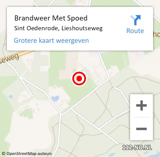 Locatie op kaart van de 112 melding: Brandweer Met Spoed Naar Sint Oedenrode, Lieshoutseweg op 30 oktober 2021 20:26