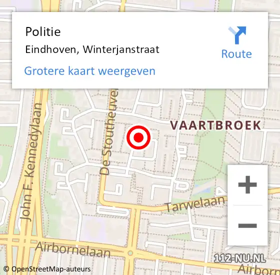 Locatie op kaart van de 112 melding: Politie Eindhoven, Winterjanstraat op 31 oktober 2021 01:52