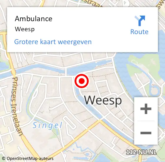 Locatie op kaart van de 112 melding: Ambulance Weesp op 27 juni 2014 17:36
