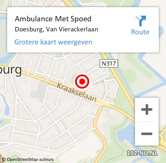 Locatie op kaart van de 112 melding: Ambulance Met Spoed Naar Doesburg, Van Vierackerlaan op 31 oktober 2021 03:01
