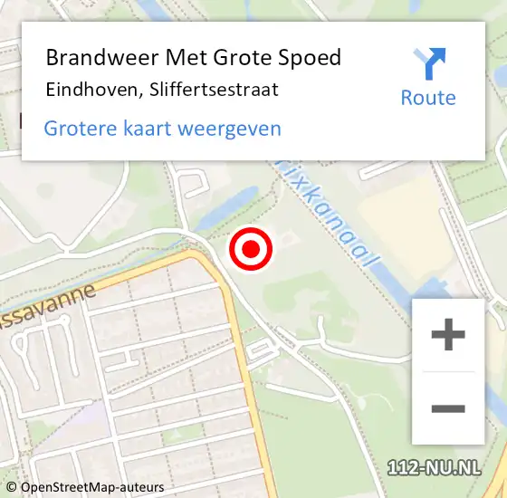 Locatie op kaart van de 112 melding: Brandweer Met Grote Spoed Naar Eindhoven, Sliffertsestraat op 31 oktober 2021 04:47