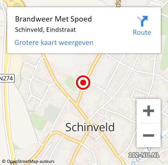 Locatie op kaart van de 112 melding: Brandweer Met Spoed Naar Schinveld, Eindstraat op 31 oktober 2021 05:34