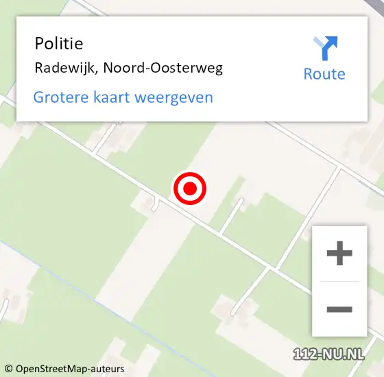 Locatie op kaart van de 112 melding: Politie Radewijk, Noord-Oosterweg op 31 oktober 2021 07:45
