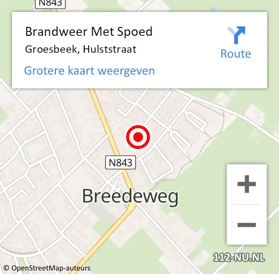 Locatie op kaart van de 112 melding: Brandweer Met Spoed Naar Groesbeek, Hulststraat op 31 oktober 2021 11:18