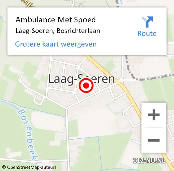 Locatie op kaart van de 112 melding: Ambulance Met Spoed Naar Laag-Soeren, Bosrichterlaan op 31 oktober 2021 12:35