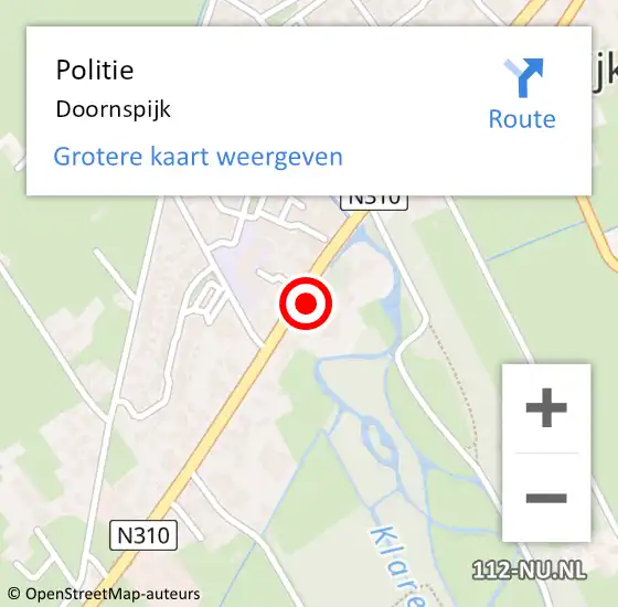 Locatie op kaart van de 112 melding: Politie Doornspijk op 31 oktober 2021 12:39