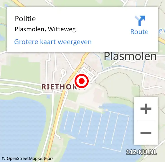 Locatie op kaart van de 112 melding: Politie Plasmolen, Witteweg op 31 oktober 2021 17:11