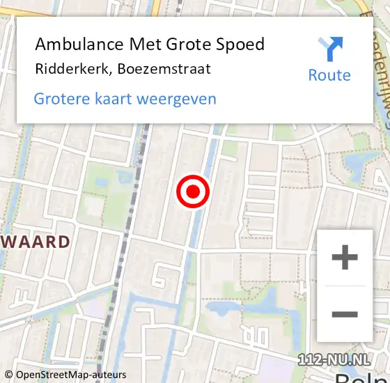 Locatie op kaart van de 112 melding: Ambulance Met Grote Spoed Naar Ridderkerk, Boezemstraat op 31 oktober 2021 17:44