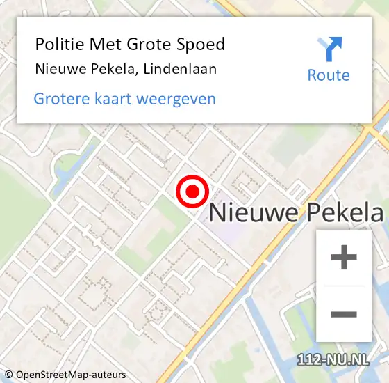 Locatie op kaart van de 112 melding: Politie Met Grote Spoed Naar Nieuwe Pekela, Lindenlaan op 31 oktober 2021 18:36