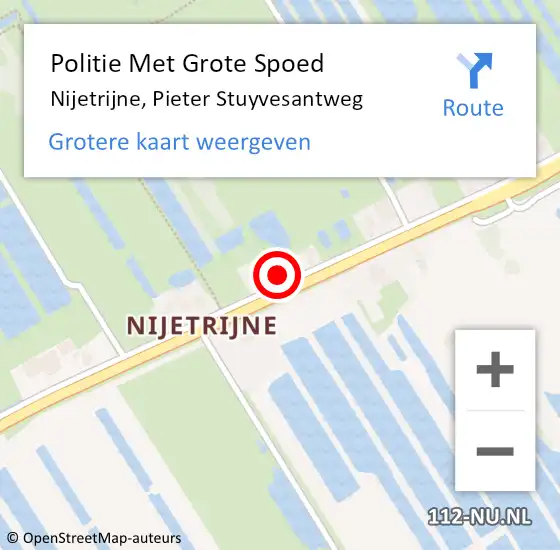 Locatie op kaart van de 112 melding: Politie Met Grote Spoed Naar Nijetrijne, Pieter Stuyvesantweg op 31 oktober 2021 19:25