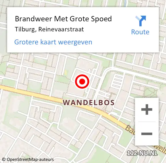 Locatie op kaart van de 112 melding: Brandweer Met Grote Spoed Naar Tilburg, Reinevaarstraat op 31 oktober 2021 20:03