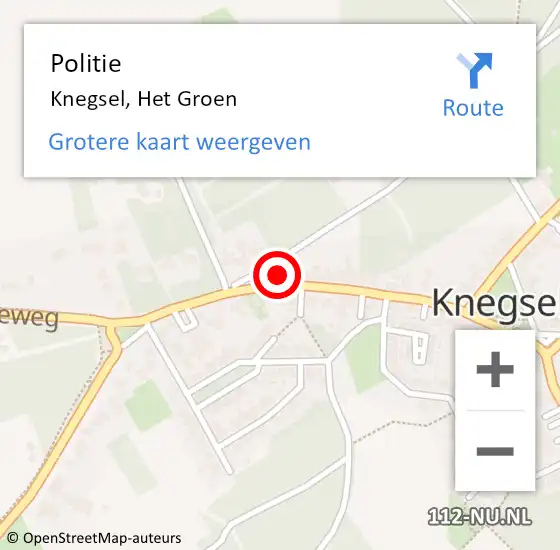 Locatie op kaart van de 112 melding: Politie Knegsel, Het Groen op 31 oktober 2021 21:02