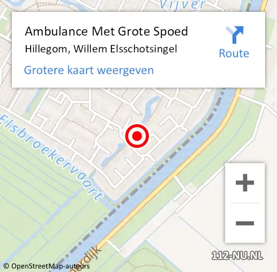 Locatie op kaart van de 112 melding: Ambulance Met Grote Spoed Naar Hillegom, Willem Elsschotsingel op 31 oktober 2021 22:29